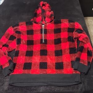 Maurices Red and Black Buffalo Plaid Hoodie